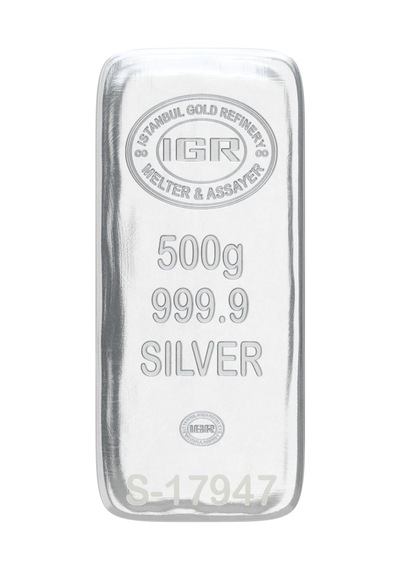 500 Gram Külçe Gümüş 999 / 999,9 Saflık Yatırımlık Gram Gümüş, Rafineri Ambalajlı