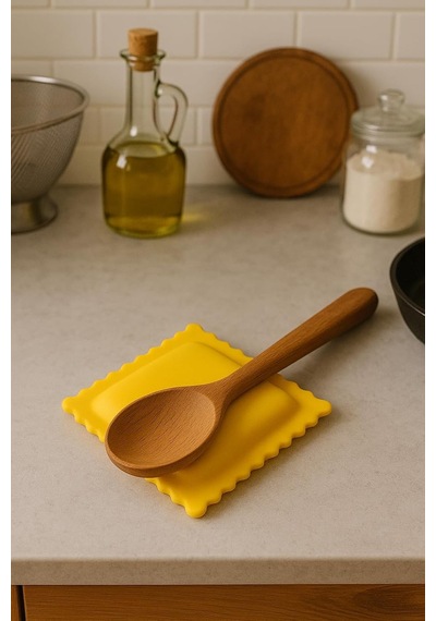 Ravioli Şeklinde Silikon Tezgah Üstü Kirli Kaşıklık Kaşık Altlığı