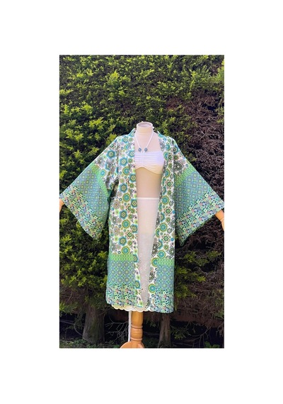 Lila Mare İthal Hint Kumaşlı Handmade Pamuk Özel Tasarım Kimono Renkli Renkli