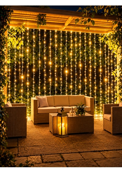 Yılbaşı Işıklandırma 3x3 Metre Fişli Sarı Led Perde Işık Yılbaşı Süsleri Ev Dekorasyonu Pencere Duvar Balkon Aydınlatma Günışığı