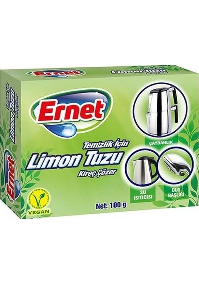 Ernet Temizlik İçin Limon Tuzu 100 Gr Kireç Çözücü Etkili İnce Granüllü Yapı