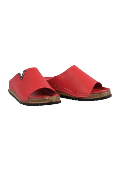 Napa Shoes Hakiki Deri Tek Geniş Bantlı Metal Aksesuarlı Rahat Taban Kadın Terlik Napa-308 Kırmızı Napa Shoes Hakiki Deri Tek Geniş Bantlı Metal Aksesuarlı Rahat Taban Kadın Terlik Napa-308 Kırmızı