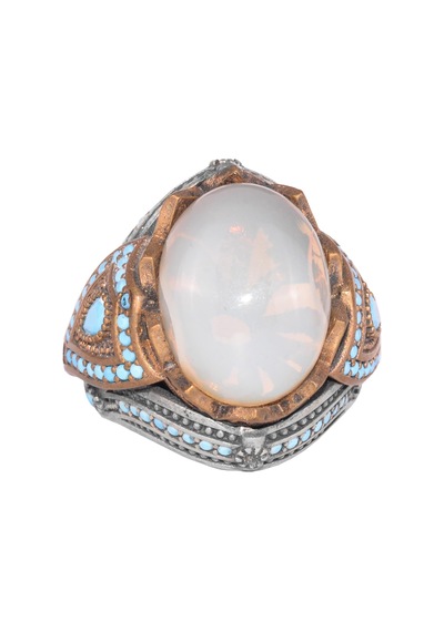 925 Ayar Gümüş Yüzük İle Gerçek Oval Opal Taşı - Dikkat Çekici Takı Parçası Gümüş