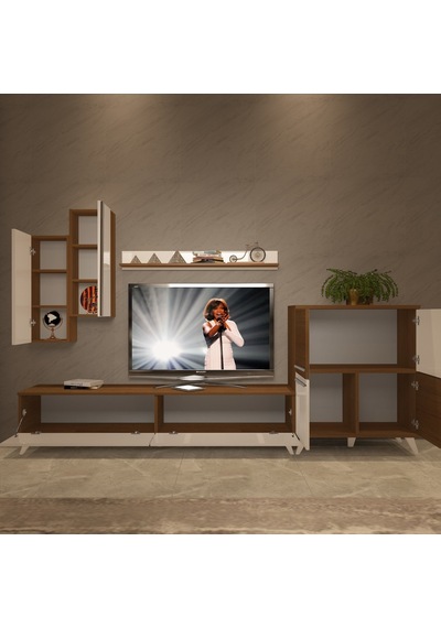 Decoraktiv Eko 6 Mdf Std Retro Tv Ünitesi Tv Sehpası Ceviz - Beyaz
