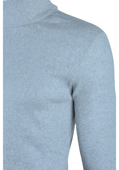 Erkek Açık Mavi Balıkçı Yaka Boğazlı Slim Fit Kazak Açık Mavi