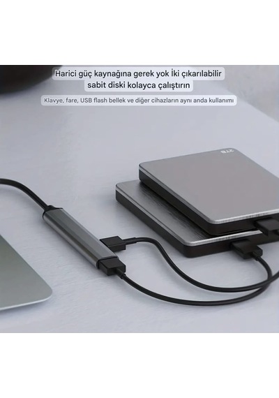 Wowssyo 7'nin 2'si Usb 3.0+usb 2.0 Çoğaltıcı Hub Çoklayıcı Ce Sertifikalı Lisanslı 7 Port Hızlı Sağlam Metal