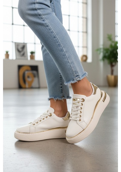 Beyaz Bağcıklı Hafif Kadın Sneaker Lady 029 Z Beyaz