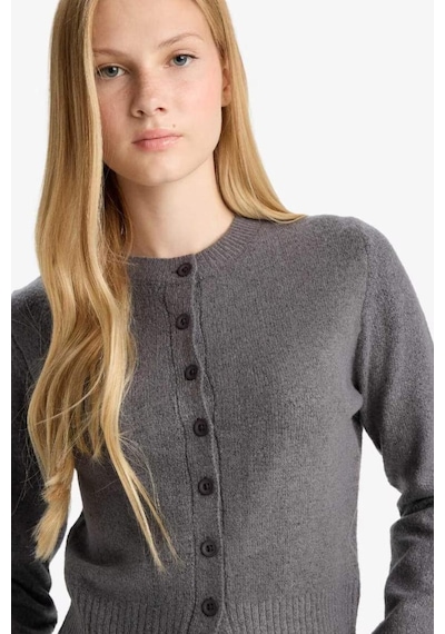 Defacto Coool Slim Fit Dar Kesim Bisiklet Yaka Düğmeli Hırka E8236ax25wnar61 Antrasit