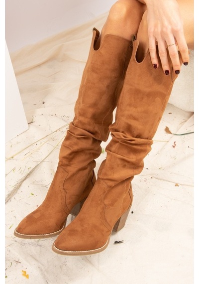 Fox Shoes Taba Süet Kadın Çizme J404040102