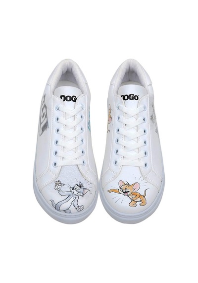Kadın Vegan Deri Beyaz Sneakers - Warner Bros Up-to-no-good Tasarım Çok Renkli