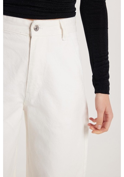 Tudors Kadın Regular Fit Yan Cepli Baggy Balon Beyaz Jean Kot Pantolon-34128