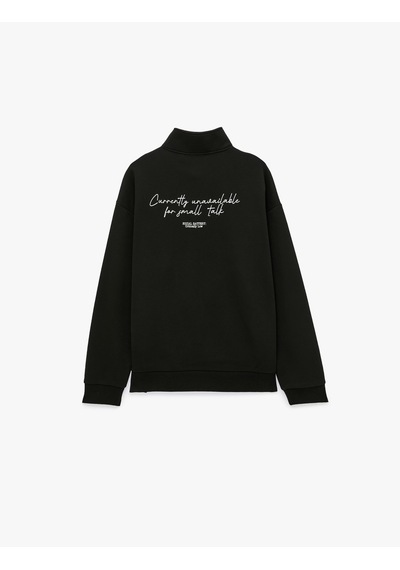 Koton Uzun Kollu Üç İplik Şardonlu Rahat Kalıp Baskılı Yarım Fermuarlı Yaka Sweatshirt Siyah 7wam70262mk Koton Uzun Kollu Üç İplik Şardonlu Rahat Kalıp Baskılı Yarım Fermuarlı Yaka Sweatshirt Siyah 7wam70262mk