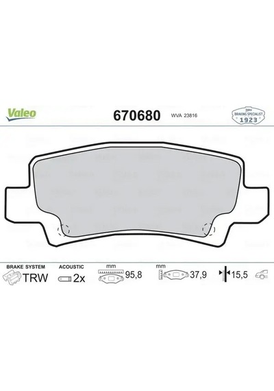 Valeo 670680 Arka Fren Balatasi 0446602020 0446602070 0446602160