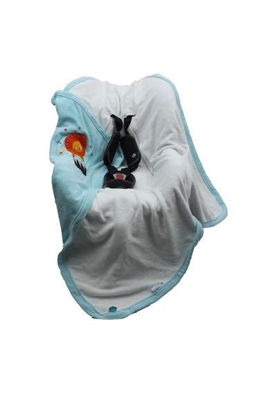 Piko Bebek Puset Battaniyesi 90X90 Cm Aslan Nakışlı - Turkuaz