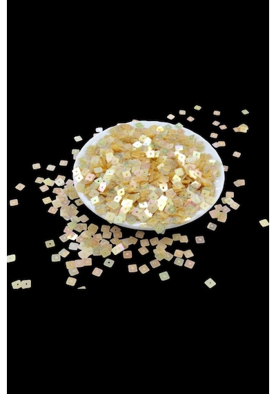 Sarı Janjan 6x6 Mm Kare Ortadan Delikli Pul Payet 20 Gr Tülbent, Oya, Havlu Malzemesi