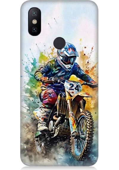 Xiaomi Mi A2 Uyumlu Motorsikletçi Desenli Silikon Kılıf