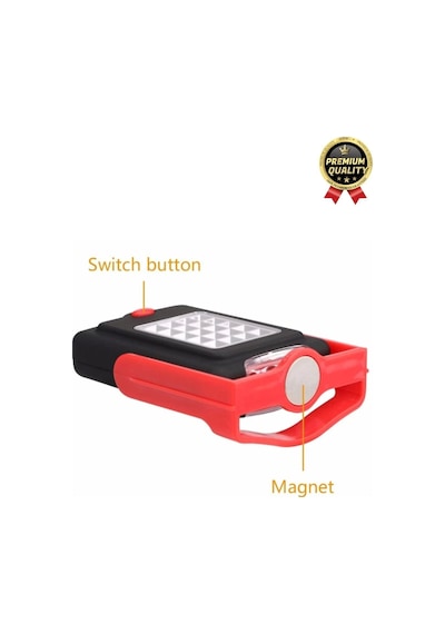Premium Kancalı Asılabilir Mıknatıslı Pilli Beyaz Işık 50 Metre Mesafeli 20+3 Smd Parlak Led Lamba Diğer