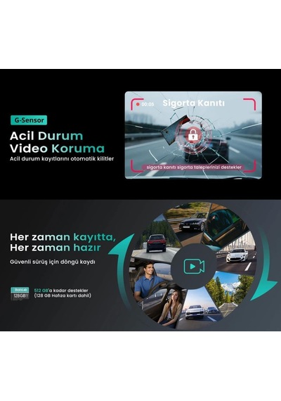 Ses Kontrolü,3 Kanallı 3,18 İnç Dokunmatik Ekran, 2160p + 1080p + 1080p Ön Ve Arka İç Döngü Kaydı, 5,8 Ghz Wifi