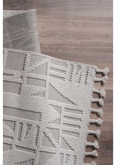 Saraz Halı Bukle11883 Beyaz Yumuşak Dokulu Halı Kilim Salon Mutfak Koridor Kesme Yolluk Dokuma Makine Halısı Beyaz