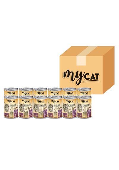 Mycat Kuzu Parça Etli Kısırlaştırılmış Yetişkin Kedi Konservesi 12 x 400 G