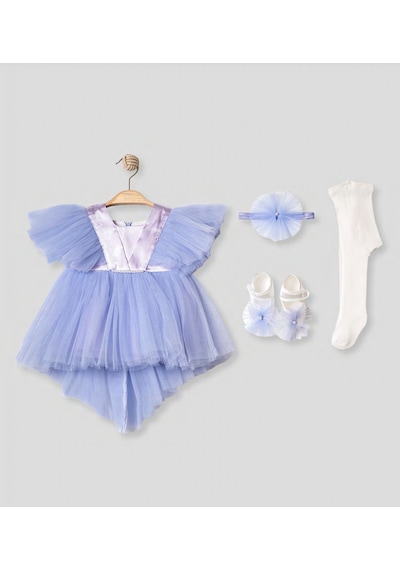Pugi Baby Kız Bebek Şık Dantelli Mevlüt / Özel Gün Elbisesi Mor