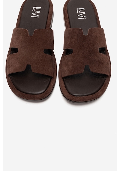 Luvishoes Brıo Kahverengi Süet Hakiki Deri Kadın Terlik