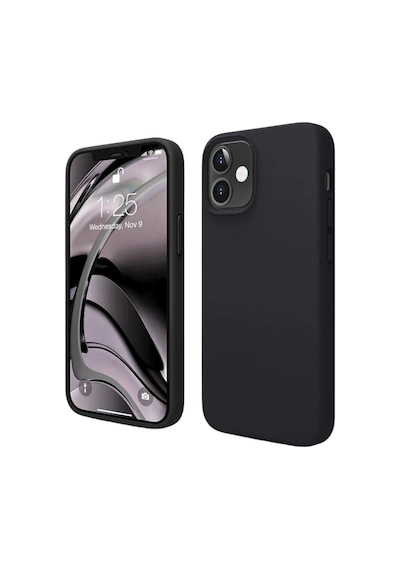Apple Uyumlu iPhone 12  Silikon Kılıf - Pastel Renk Tonu Esnek Tam Koruma Kapak - Siyah