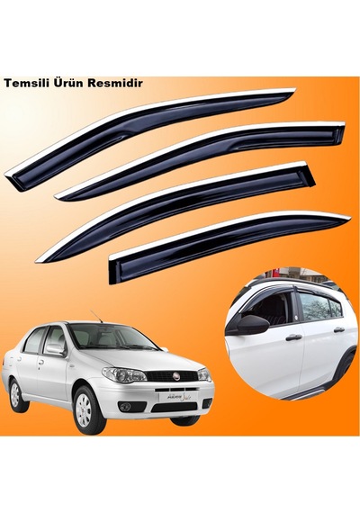 Fiat Albea Mügen Cam Rüzgarlığı Abs Krom Nikelajlı Cam Rüzgarlığı 2002-2012 Arası 4 Lü Set