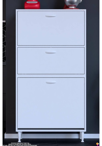 Nore 75 Cm İki Kapaklı Çift Sepetli Çok Amaçlı Kiler Dolabı Mutfak Banyo Düzenleyici 75x150x32 Cm Beyaz