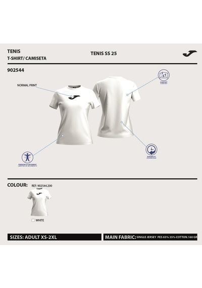 Joma 902544.200 Challenge Kadın Spor Tişört Beyaz