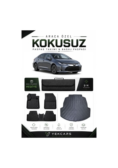 Toyota Corolla 2021 Model Aracınıza Özel 4d Karbonlu Kauçuk Paspas Takımı Ve Bagaj Havuzu