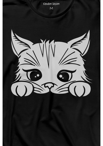 Sevimli Kedi Minik Patili Bıyıklı Cat Minnoş Uzun Kollu Tişört Baskılı T-shirt 001