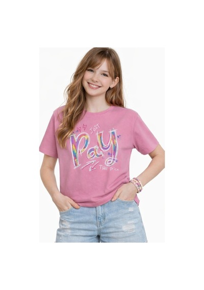 Irem Kız Çocuk Pay Price Yazı Desenli Crop Model Oversize Kalıp Pembe Renk Kısa Kollu Tişört Irem Kız Çocuk Pay Price Yazı Desenli Crop Model Oversize Kalıp Pembe Renk Kısa Kollu Tişört
