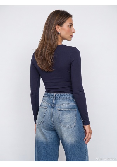 Dilvin 33215 Sıcak Tutan V Yaka Bra-free Top K.lacivert