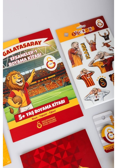 X Dekomus Lisanslı Galatasaray 17 Parça Premıum Hobi Kırtasiye Seti Boyama Kitabı,sticker