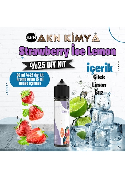 Strawberry Ice Lemon Yoğun Dıy Kit Çilek Limon Buz Gıda Aroması %25 Oranda Aroma İçerir Hazır Değildir 60 Ml