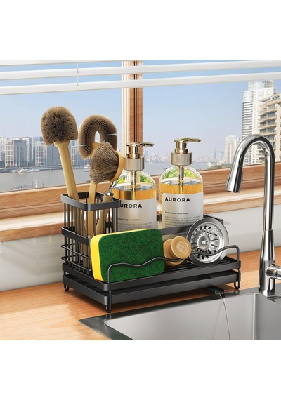 Mutfak Lavabosu İçin Sünger Tutucu, Çıkarılabilir Fırça Tutuculu Lavabo Caddy, Paslanmaz Çelik Kendinden Drenajl Diğer