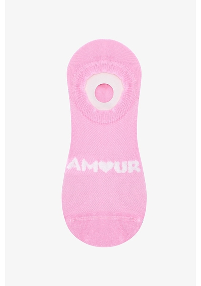 Penti 3 Çift Burun Dikişsiz Pamuklu Renkli Amour Slogan Desenli Sneaker Çorap