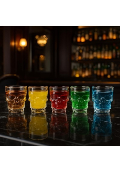 6 Lı Tekila Bardağı Seti Kafatası Tasarımlı 60 Ml Şeffaf Cam, Şık Ve Dayanıklı Shot Bardaklar