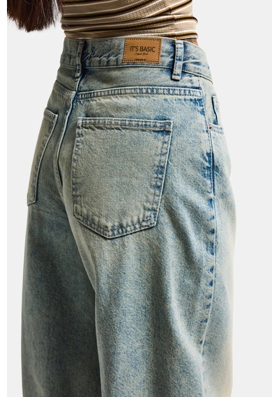 Itsbasic Kadın T.kot Rengi 4s6-67 Wide Leg Loose Fit %100 Koton Denim Jean