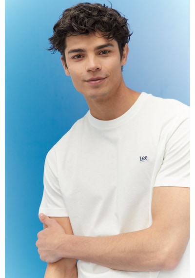 Lee Erkek Regular Fit Normal Kesim Sıfır Yaka %100 Pamuk T-Shirt Beyaz