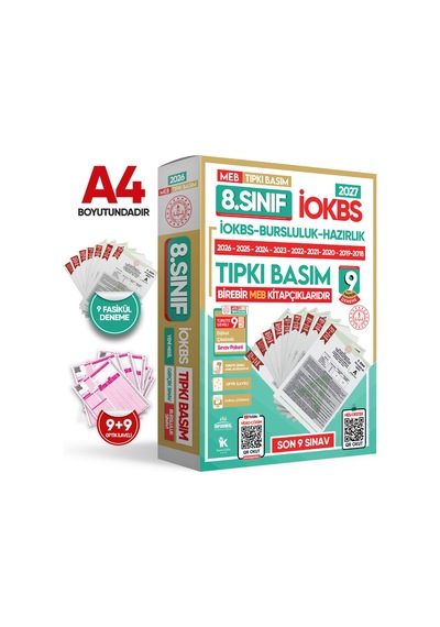 8.Sınıf İOKBS Bursluluk ALTIN PAKET Soru Bankası ve 9lu Tıpkı Basım Deneme Seti