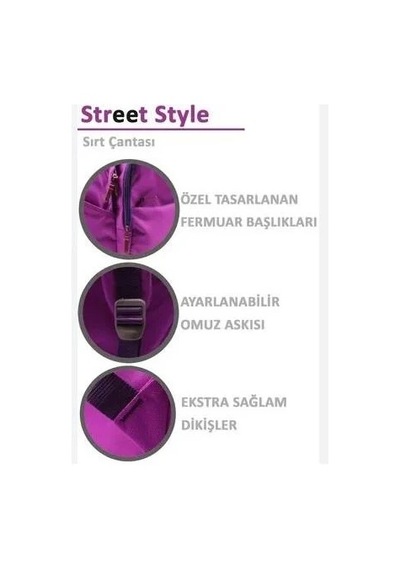Delta Spor Street Style Sırt Çantası Özel Tasarım Kullanışlı Spor Çanta Mor