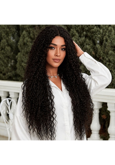 Afro Dalga Fiber Sentetik Tül Peruk / Koyu Kestane - Lygl-874994 Renkli
