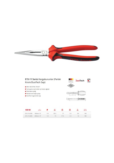 Ceta Form 200MM E15-11-0200 Kargaburun Parlak Krom/Duotech Sap