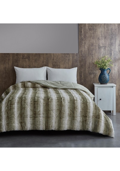 Evlen Home Kürk Yorgan Çift Kişilik Kaff Dolgulu Peluş Yumuşak Kışlık Yatak Örtüsü 1 Parça Set