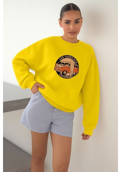 Benroma Unisex San Francısco Baskılı Sweat Sarı