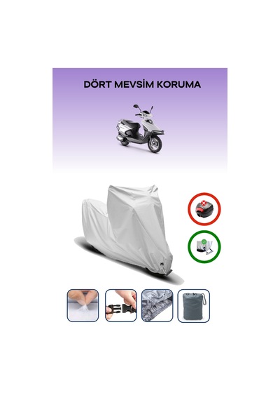 Gri Kilit Uyumlu Rks Rocca 100 Max Uyumlu Motosiklet Brandası Su Geçirmez