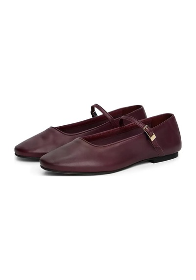 Tommy Hilfiger Smooth Leather Maryj, H04 Bordo Kadın Babet