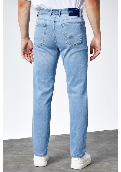 HLT Jeans Erkek Ricardo Buz Mavi Taşlamalı Regular Fit Likralı Jean Kot Pantolon